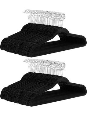Slim Velvet Non-Slip Space Saving Suit Hangers - Closet Organizer, 100-Pack